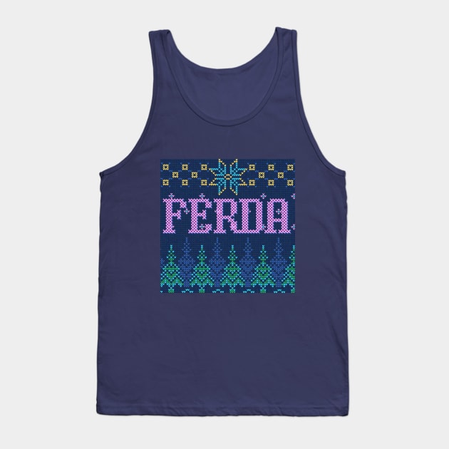 Ugly Christmas Sweater Letterkenny Ferda in blue Tank Top by PincGeneral